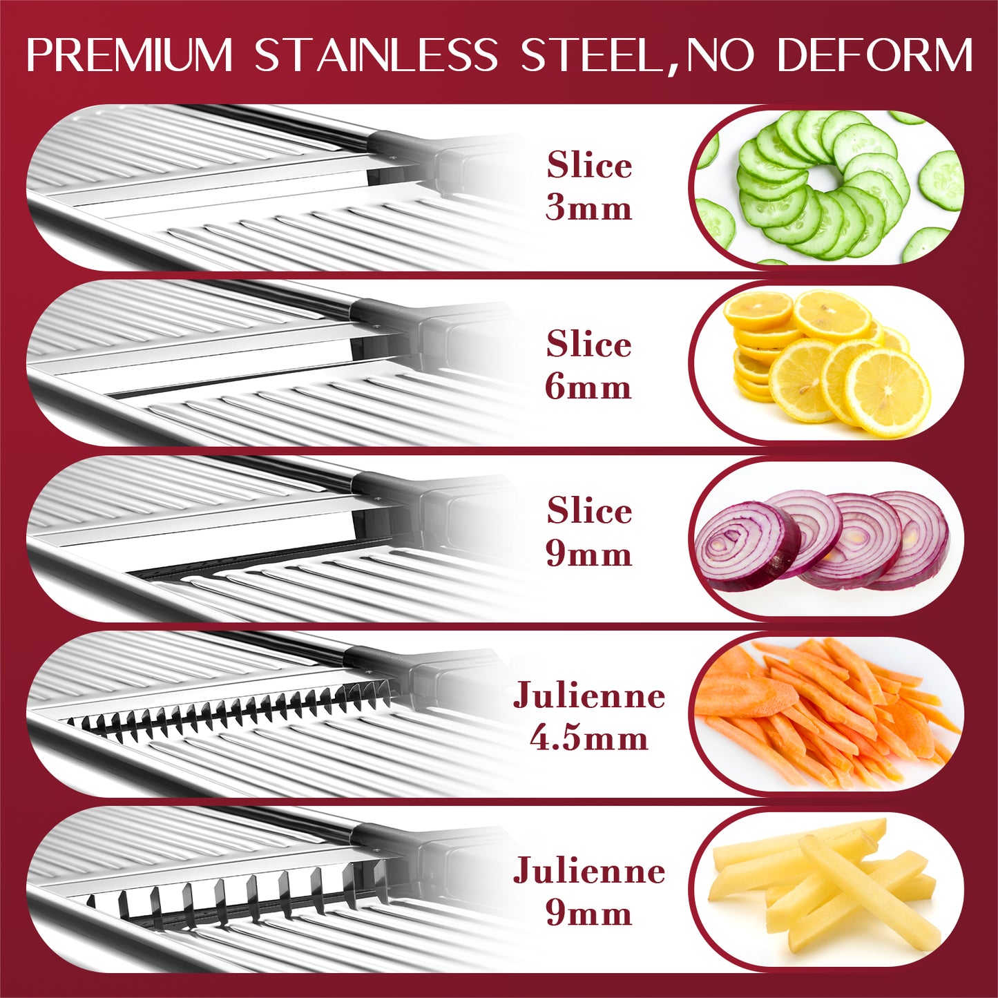 MIDONE Mandoline Slicer - Adjustable Mandoline Slicer for Kitchen, Stainless Steel Mandoline Food Slicer, Mandolin, Potato Slicer, Tomato Slicer with Cut-Resistant Gloves & Cleaning Brush